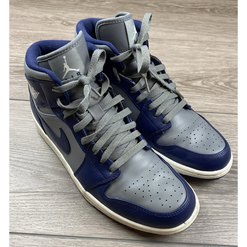 Nike Mens Air Jordan 1 Mid Georgetown 554724-006 Midnight Navy Cool Grey Size 10